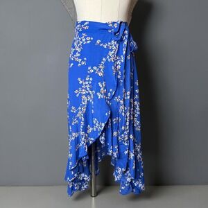 Anthropologie Faithfull The Brand Tramonti Estel Floral Wrap Skirt Blue size 2